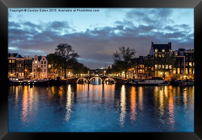  Amsterdam at Night Framed Print by Carolyn Eaton