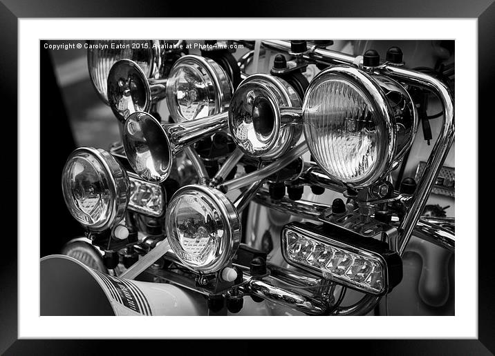  Lights and Horns on a Lambretta, a Mod Scooter Framed Mounted Print by Carolyn Eaton