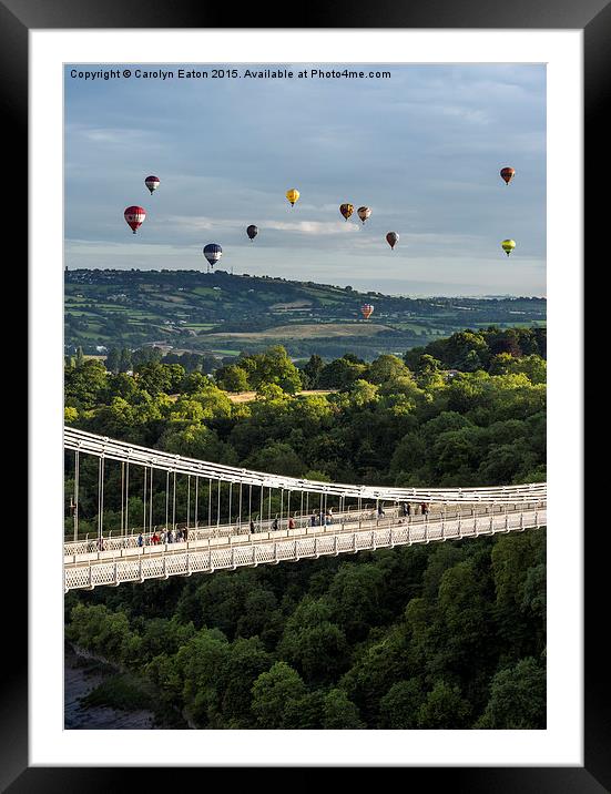  Balloons over the Clifton Suspension Bridge, Bris Framed Mounted Print by Carolyn Eaton