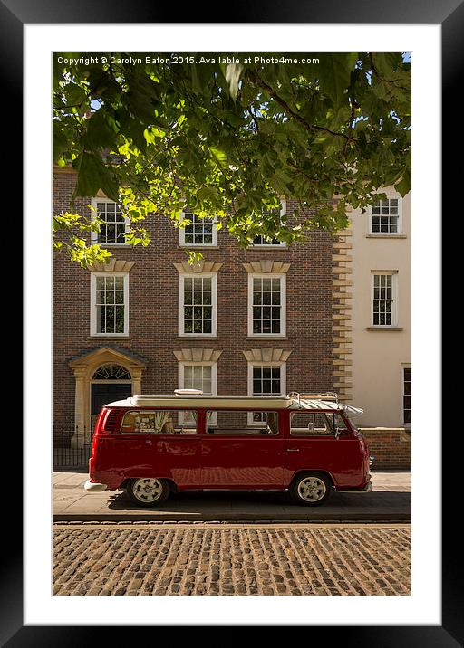  Red VW Campervan Framed Mounted Print by Carolyn Eaton