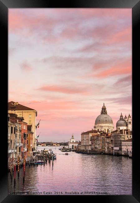 Sunset in Venice Framed Print by Carolyn Eaton