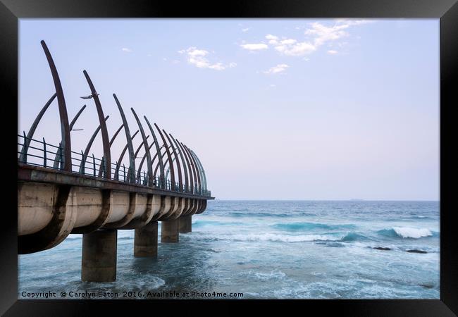 Pier at Umhlanga Rocks at Sunset, South Africa Framed Print by Carolyn Eaton