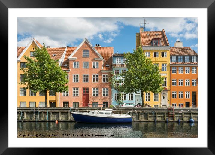 Christianshavn Canal, Copenhagen, Denmark Framed Mounted Print by Carolyn Eaton