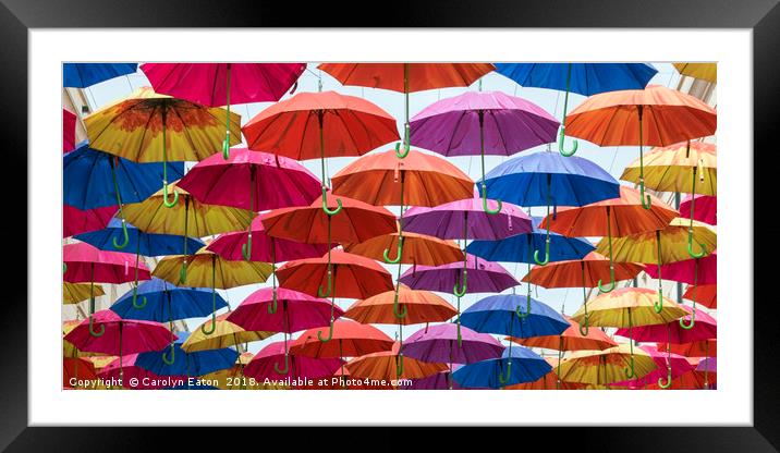 Umbrellas! Framed Mounted Print by Carolyn Eaton