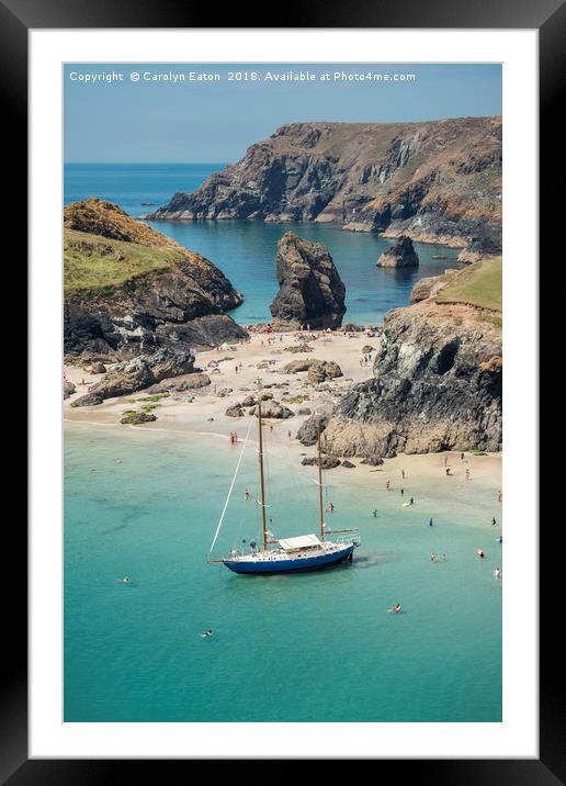 Yacht at Kynance Cove, Cornwall Framed Mounted Print by Carolyn Eaton