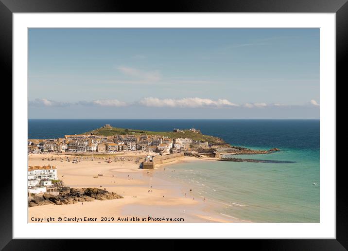 St Ives in Summer Framed Mounted Print by Carolyn Eaton