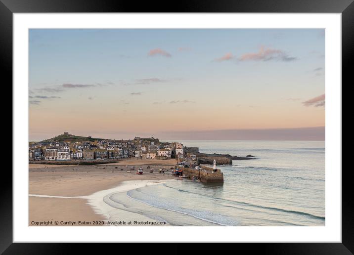 St Ives Harbour at low tide Framed Mounted Print by Carolyn Eaton