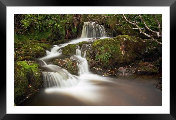 autumn waterfall Framed Mounted Print by Alan Tunnicliffe