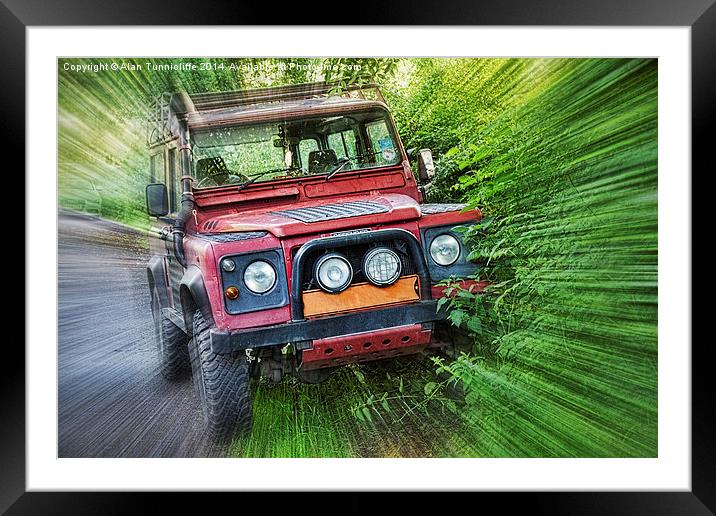 Rugged Adventure Land Rover Defender 4x4 Framed Mounted Print by Alan Tunnicliffe