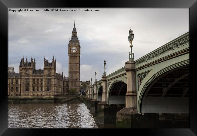  Westminster bridge and Big Ben Framed Print by Alan Tunnicliffe