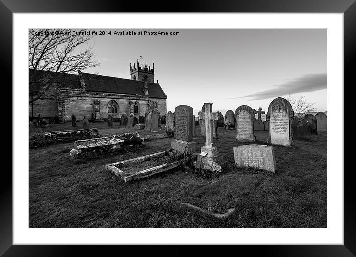  Church and gravestones Framed Mounted Print by Alan Tunnicliffe