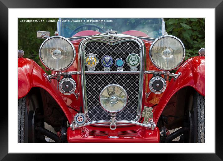  Red Singer Car Framed Mounted Print by Alan Tunnicliffe