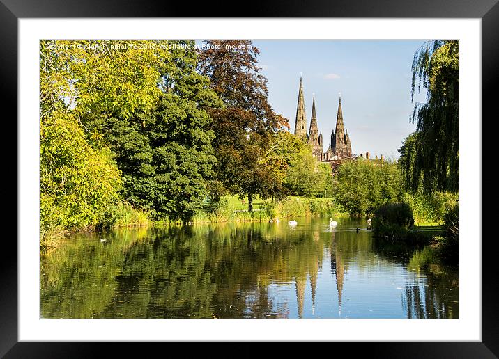  Reflections of Lichfield Cathedral Spires Framed Mounted Print by Alan Tunnicliffe