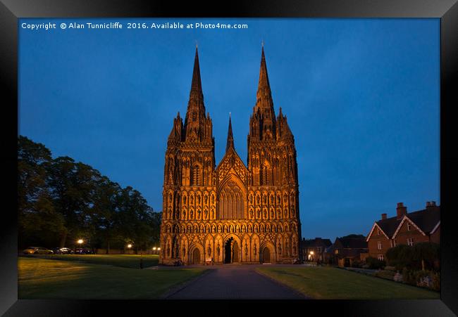 Lichfield cathedral  Framed Print by Alan Tunnicliffe