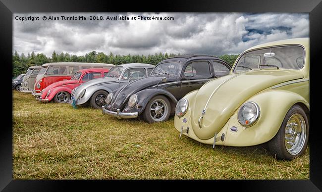 Vintage Volkswagen Beetles Showcased Framed Print by Alan Tunnicliffe
