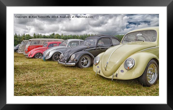 Vintage Volkswagen Beetles Showcased Framed Mounted Print by Alan Tunnicliffe