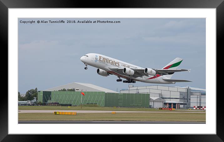 Emirates Airbus Framed Mounted Print by Alan Tunnicliffe