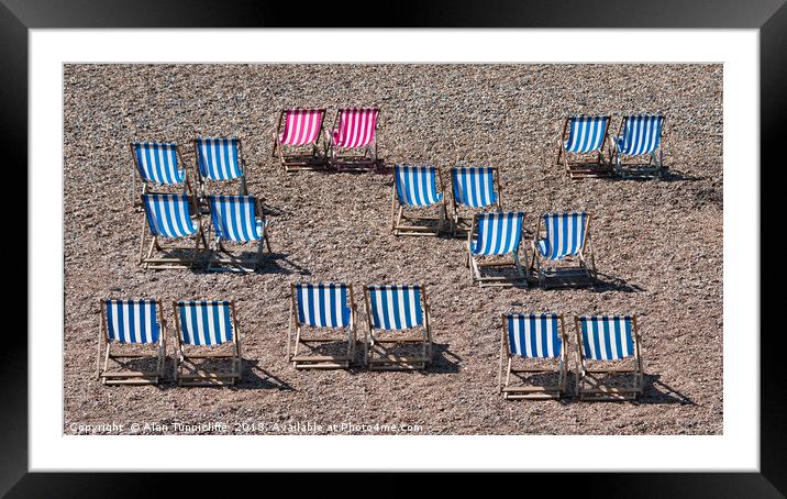 Deck chairs on the beach Framed Mounted Print by Alan Tunnicliffe