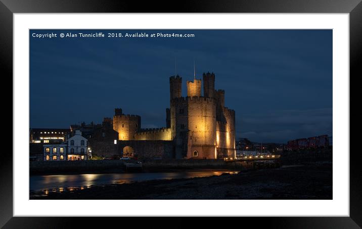 Caernarfon Castle an night Framed Mounted Print by Alan Tunnicliffe