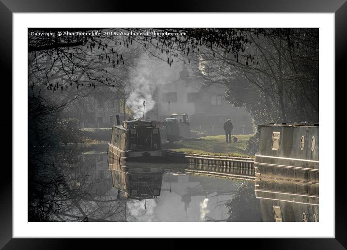 morning mist on the canal Framed Mounted Print by Alan Tunnicliffe