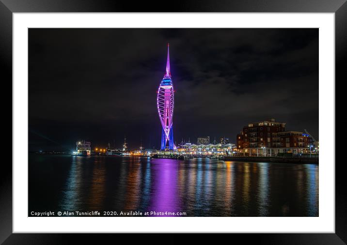Spinnaker Tower Framed Mounted Print by Alan Tunnicliffe