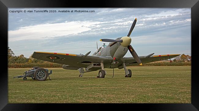 Majestic Spitfire on the Ground Framed Print by Alan Tunnicliffe