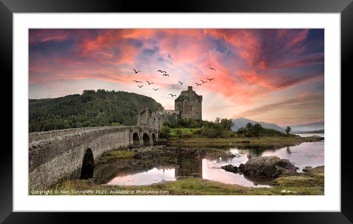 Majestic Eilean Donan Castle at Sunset Framed Mounted Print by Alan Tunnicliffe