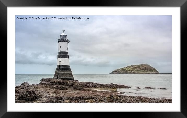 Pen Mon lighthouse Framed Mounted Print by Alan Tunnicliffe