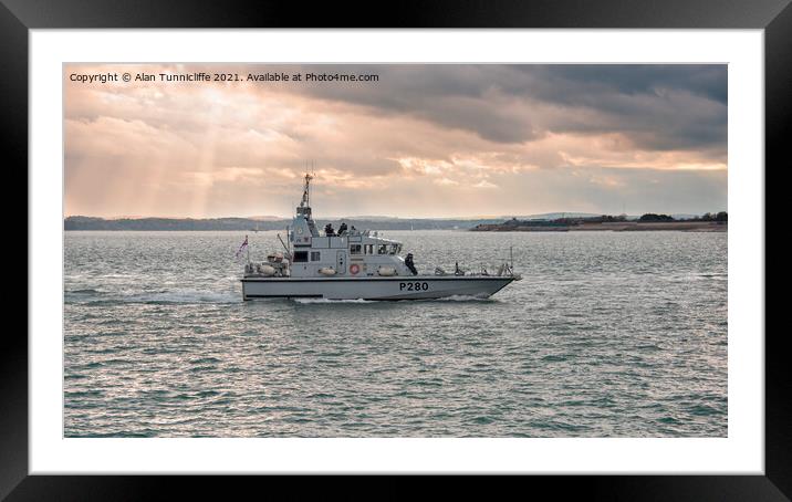 Majestic HMS Dasher at Sunset Framed Mounted Print by Alan Tunnicliffe