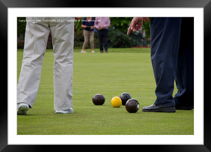 The Battle of Crown Green Bowls Framed Mounted Print by Alan Tunnicliffe