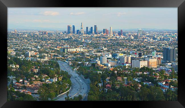Los Angeles Skyline and Los Angeles Basin Framed Print by Ram Vasudev