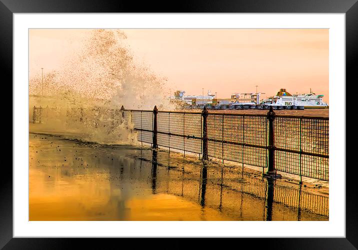 Dover coast line at dusk with stormy sea Framed Mounted Print by Susan Sanger