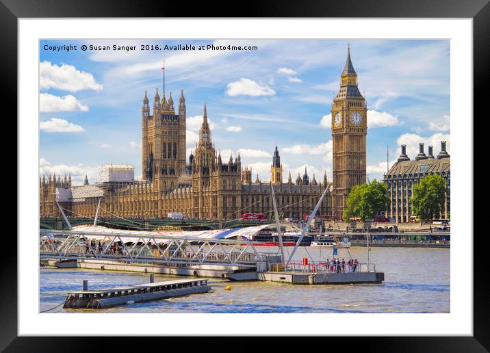 London River Thames with Big Ben Framed Mounted Print by Susan Sanger