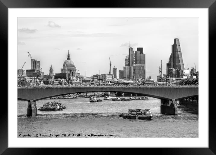 The City of London from the River Thames Framed Mounted Print by Susan Sanger