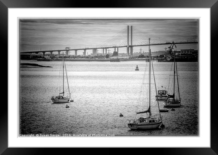 River Thames in Essex with Dartford Crossing Framed Mounted Print by Susan Sanger