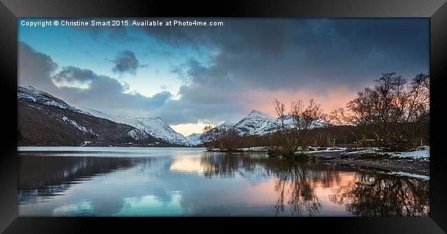  Sunset Reflections Panorama - Llyn Padarn Framed Print by Christine Smart