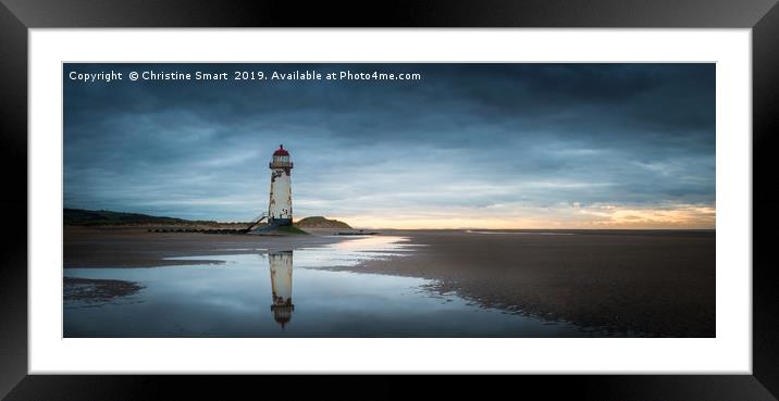 Point of Ayr Lighthouse - Stormy Sunset Panorama Framed Mounted Print by Christine Smart