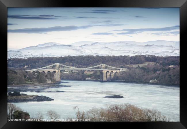 Menai Bridge Winter - Anglesey, North Wales Framed Print by Christine Smart