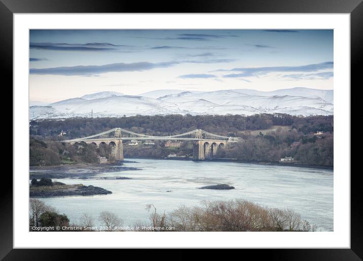 Menai Bridge Winter - Anglesey, North Wales Framed Mounted Print by Christine Smart