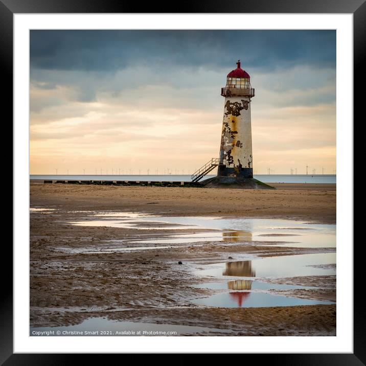Sunset at Talacre Lighthouse Framed Mounted Print by Christine Smart