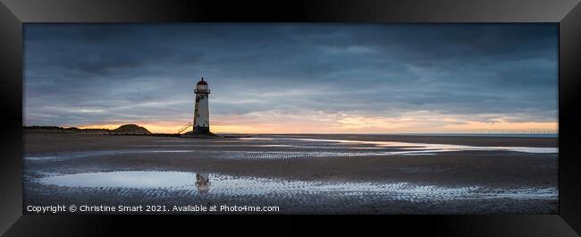 Talacre Lighthouse Sunset Panorama Framed Print by Christine Smart