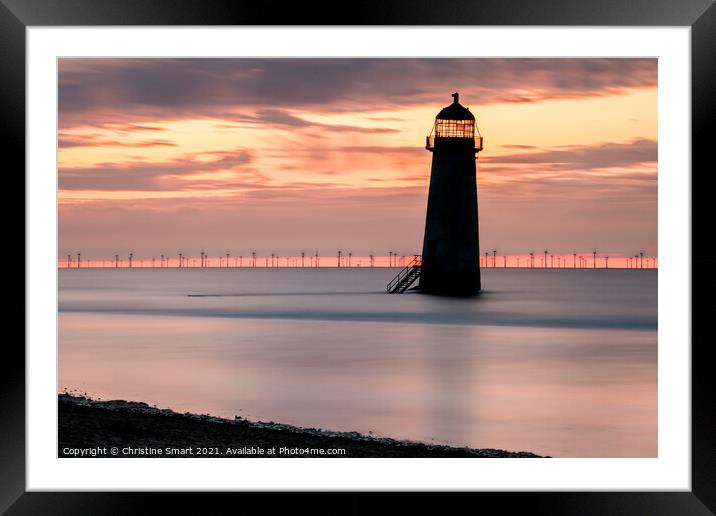 Talacre Lighthouse Silhouette Framed Mounted Print by Christine Smart