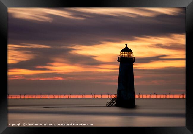 Drifting Clouds at Talacre Lighthouse Framed Print by Christine Smart