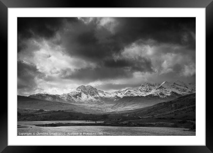 Stormy Skies over Snowdon Horseshoe, Snowdonia - North Wales Framed Mounted Print by Christine Smart