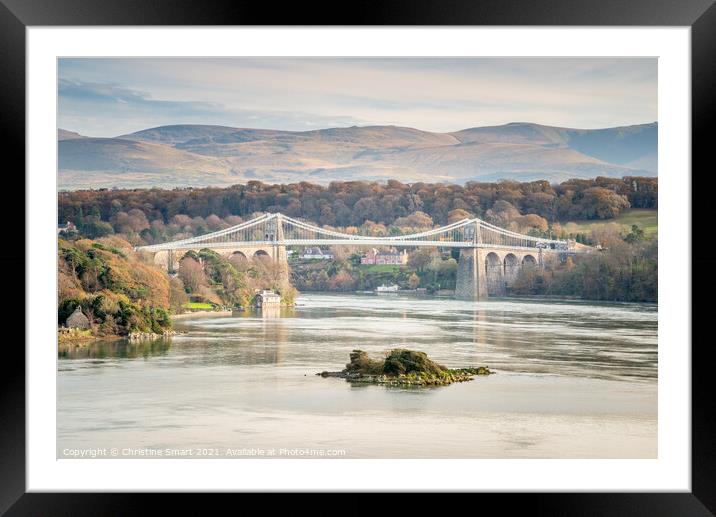 Seasons Change at Menai Bridge, Anglesey Landscape Framed Mounted Print by Christine Smart