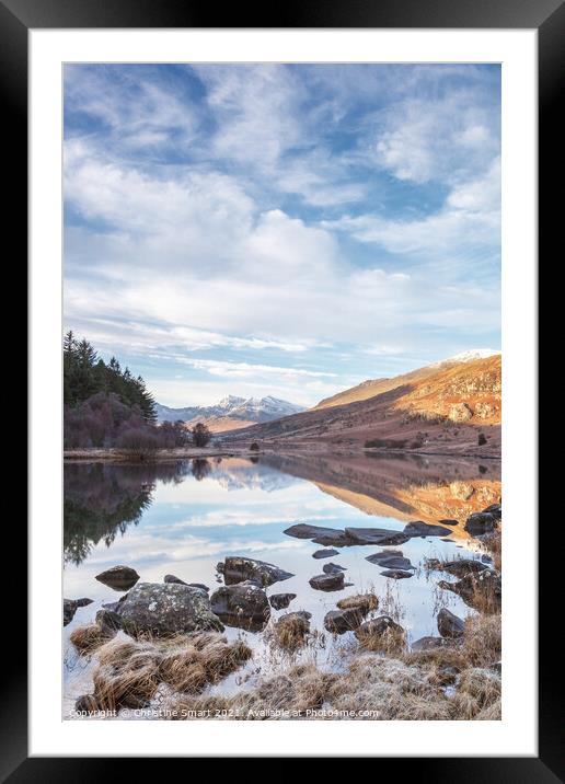 Llynnau Mymbyr - Snowdonia National Park Upright Landscape Scene North Wales / Colour Winter Snowy Mountain Lake Framed Mounted Print by Christine Smart