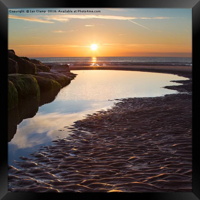 Blackpool Rock pool sunset Framed Print by Ian Clamp