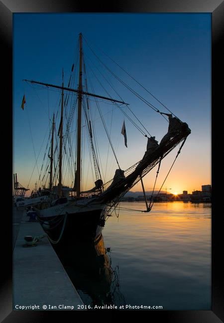 Malaga tallship Framed Print by Ian Clamp