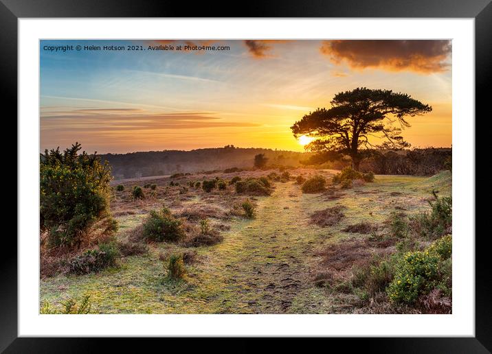 Dramatic sunset over the New Forest National Park Framed Mounted Print by Helen Hotson