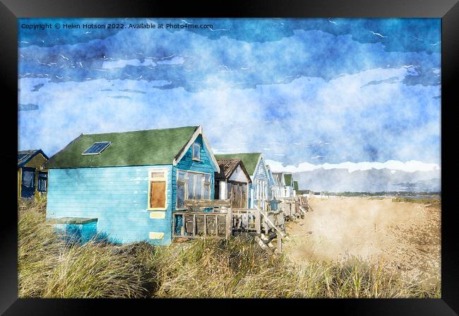 Colourful Beach Huts Framed Print by Helen Hotson